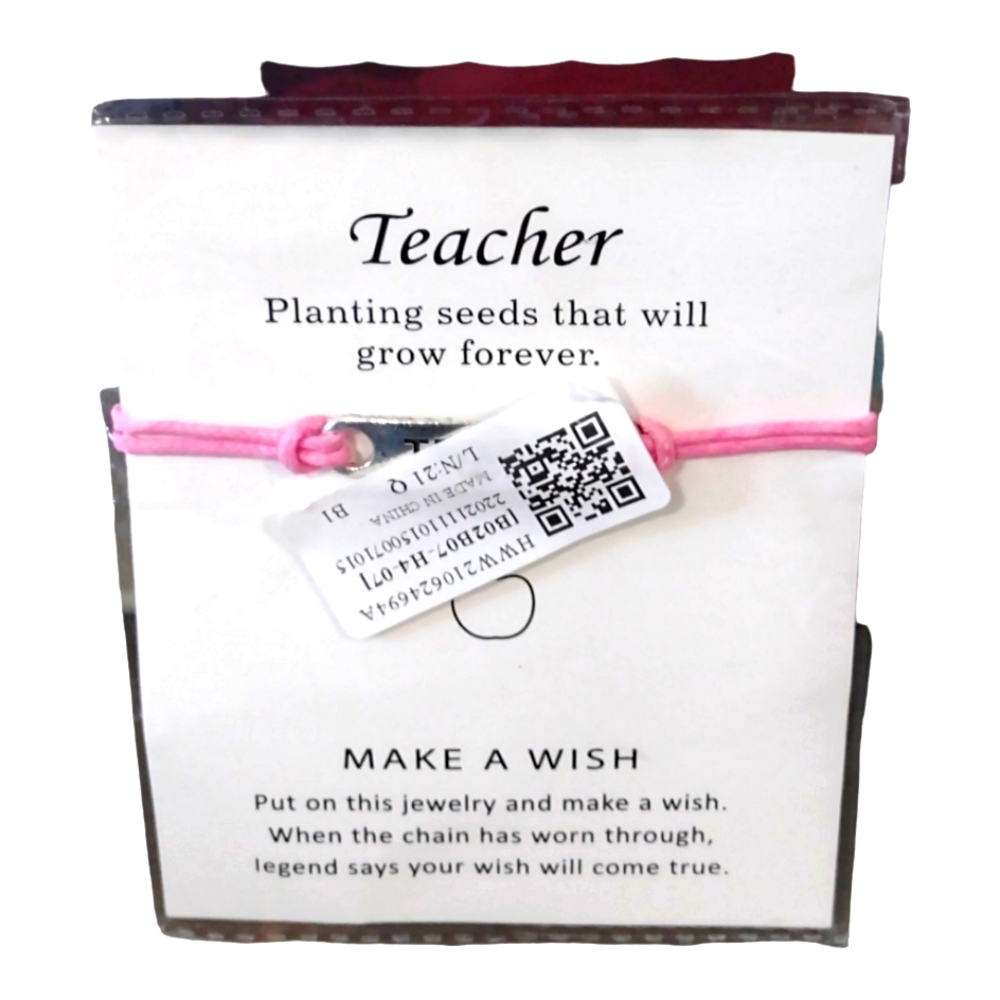 Teacher Appreciation Pink Make A Wish Bracelet Or Craft Charm Accent